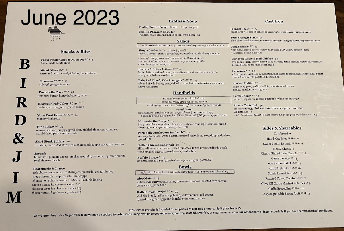 Bird & Jim Menu - Image 2